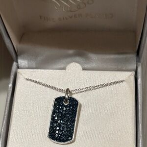 Elegant Silver-Plated Necklace with Blue Pendant